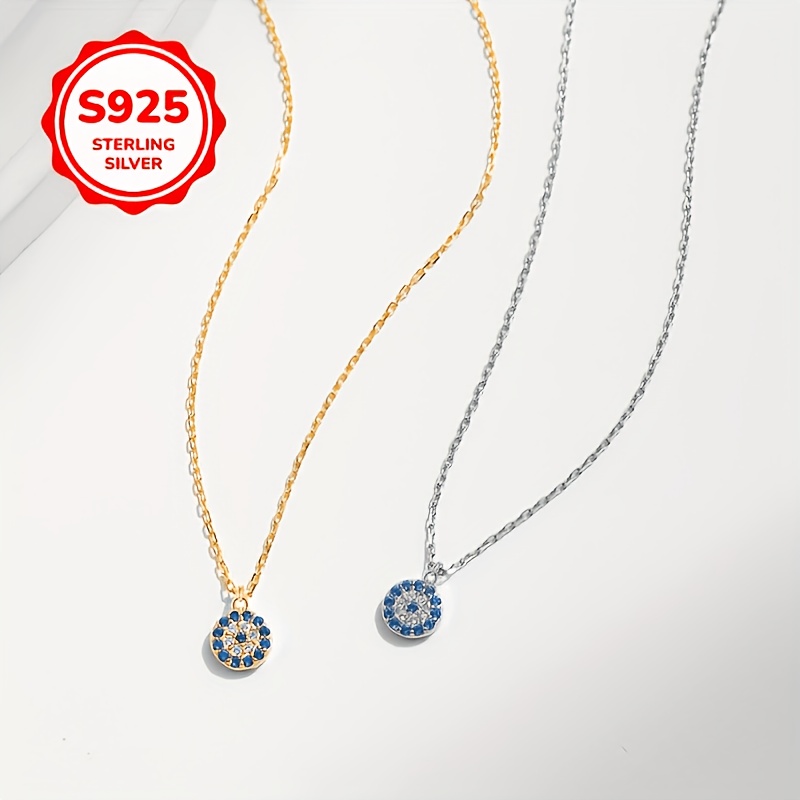 925 Sterling Silver Personalized Round Eye Pendant Necklace — Gift for Couples